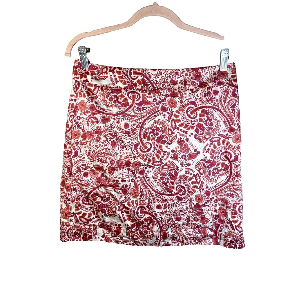Ann Taylor Loft Skirt 4 Red Paisley Short Above Knee Mini Office Career Spring